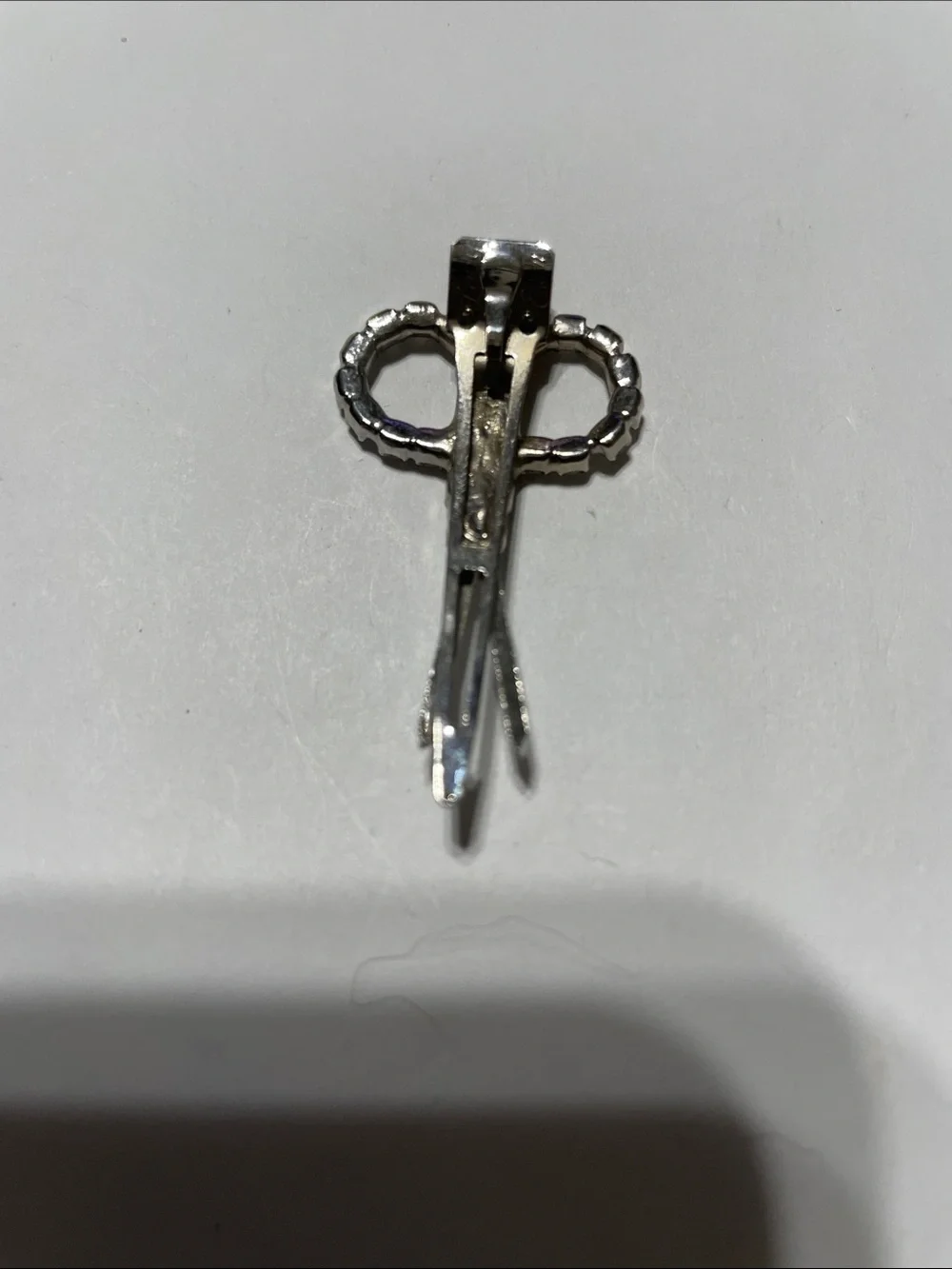 Hair Clip - Crystal Bow in Silver Tone.